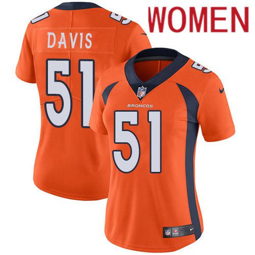 Women Denver Broncos 51 Todd Davis Orange Nike Vapor Limited NFL Jersey